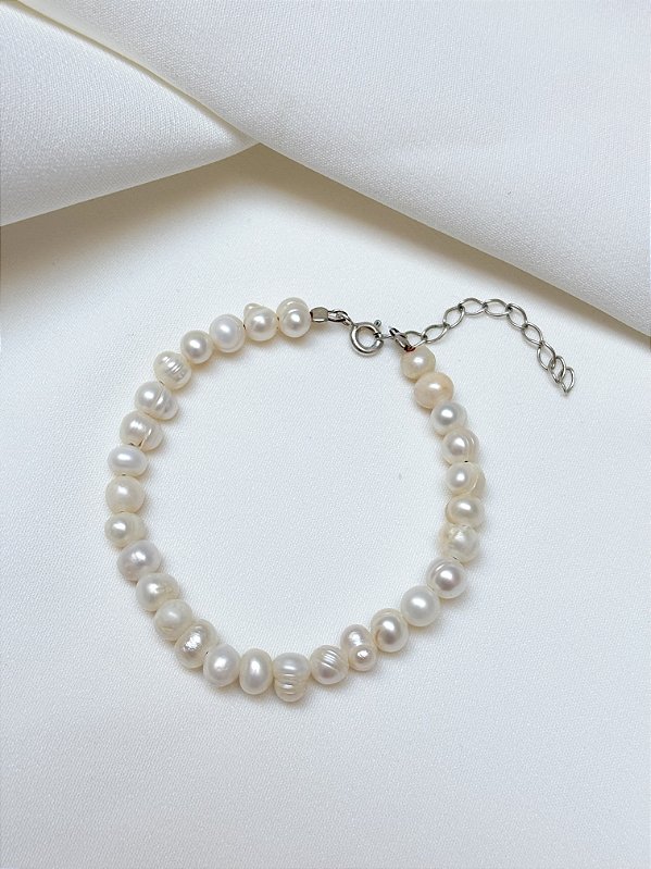 Pulseira Fio Pérola Batata Prata 925