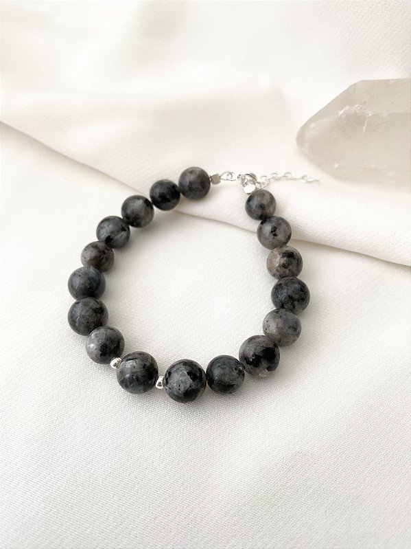 Pulseira Fio Liso Labradorita 8mm Prata 925