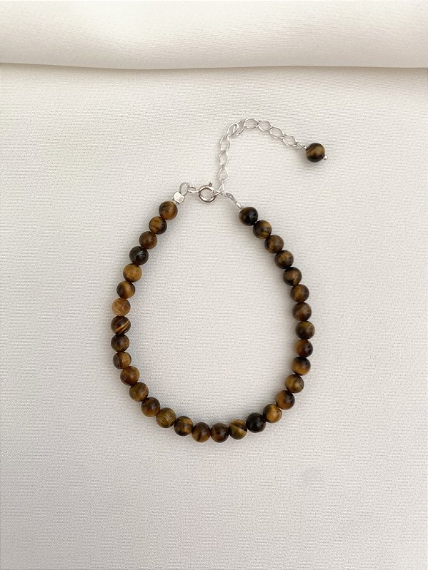 Pulseira Fio Liso Olho de Tigre Prata 925