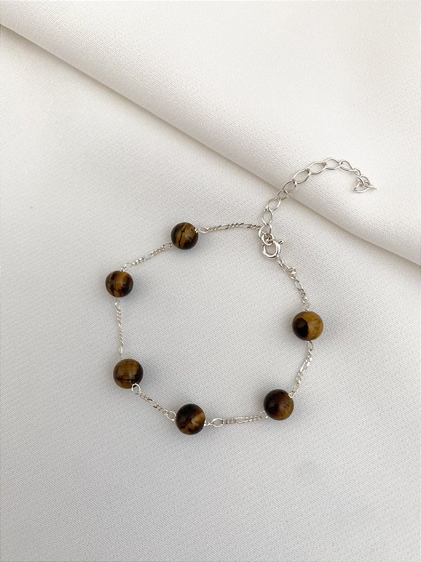 Pulseira Olho de Tigre Corrente Prata 925