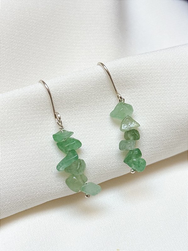 Brinco Luna Quartzo Verde Prata 925