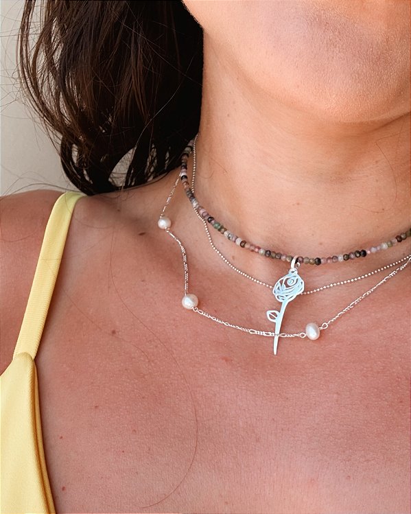 Pingente Rosa Prata 925