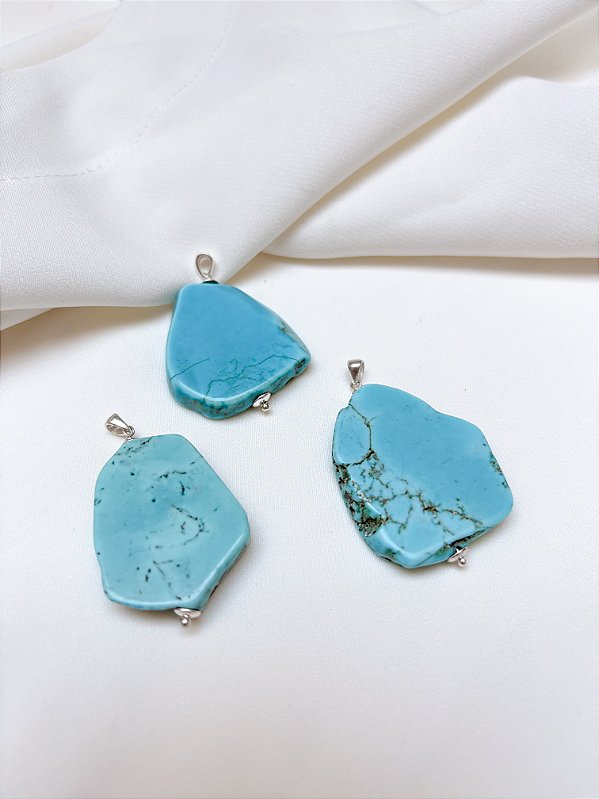 Pingente Howlita Turquesa e Prata 925