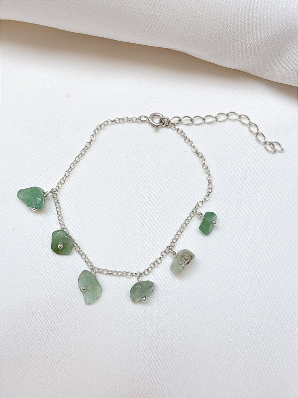 Pulseira Franja Quartzo Verde Prata 925