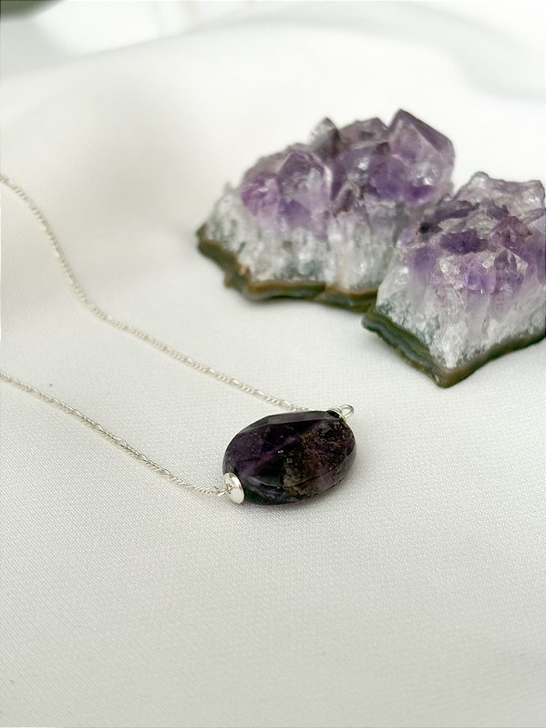 Gargantilha Ametista Oval Prata 925