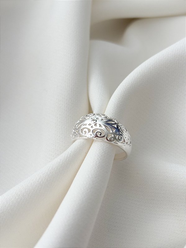 Anel Arabescos Ajustável Prata 925