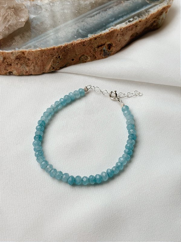 Pulseira Fio Água Marinha Prata 925