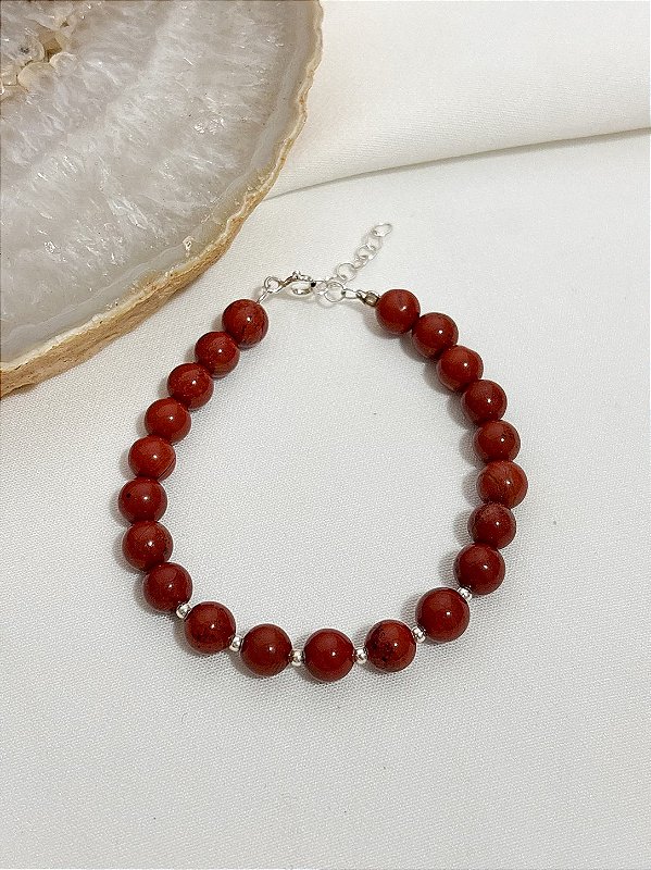 Pulseira Íris - Jaspe Vermelho e Prata 925