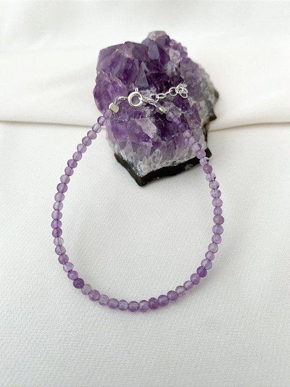 Pulseira Fio Liso Ametista Prata 925
