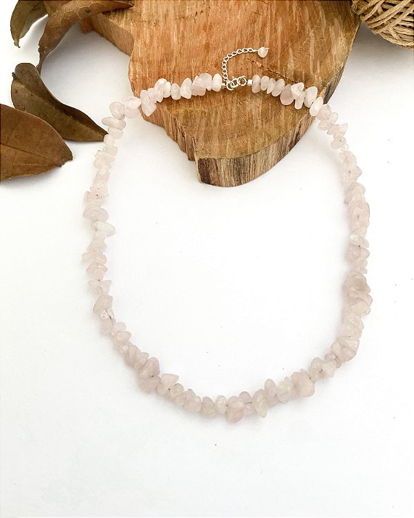 Gargantilha Aurora Quartzo Rosa Prata 925