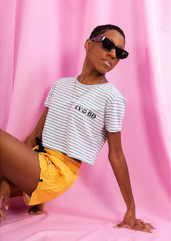Cropped azul listras LVBD