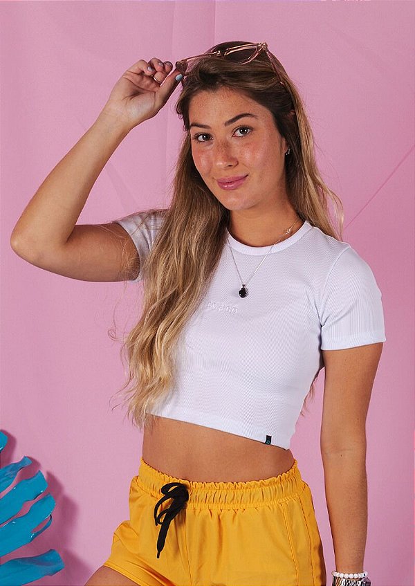 Cropped canelado branco
