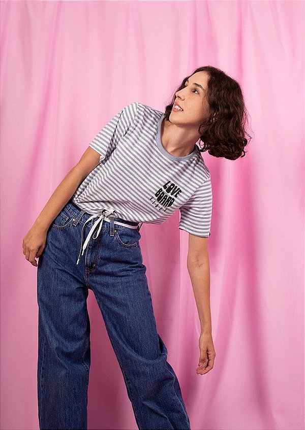 T-shirt listrada azul Loveboard vibes