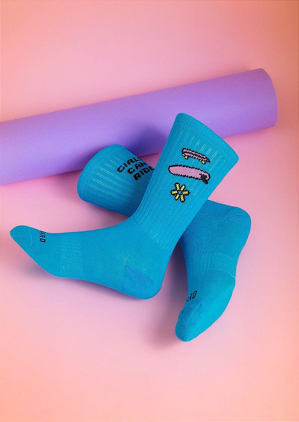Meia cano alto azul girls can ride