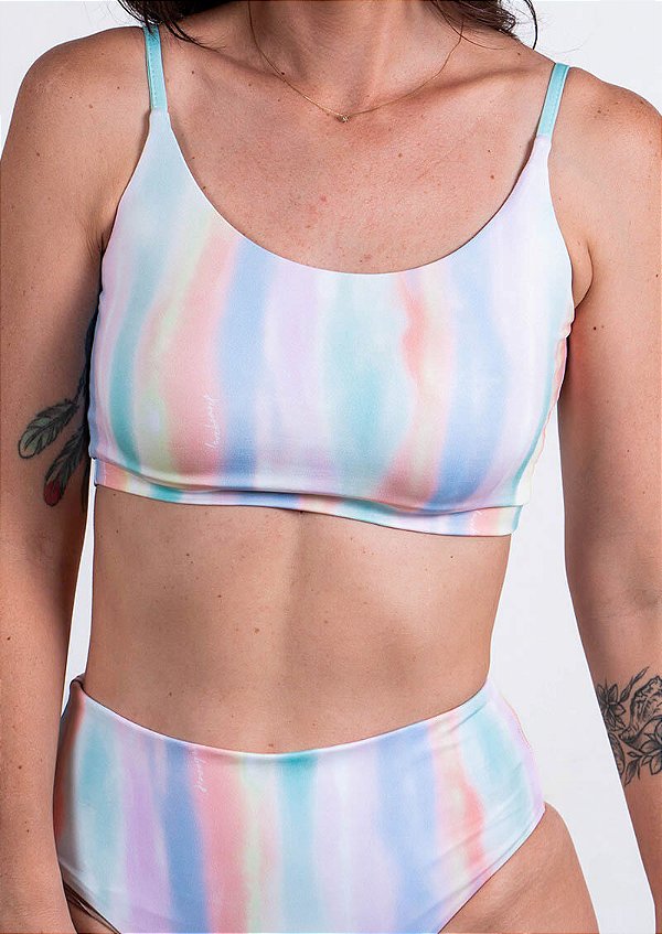 Top alcinha dupla face tie dye listras