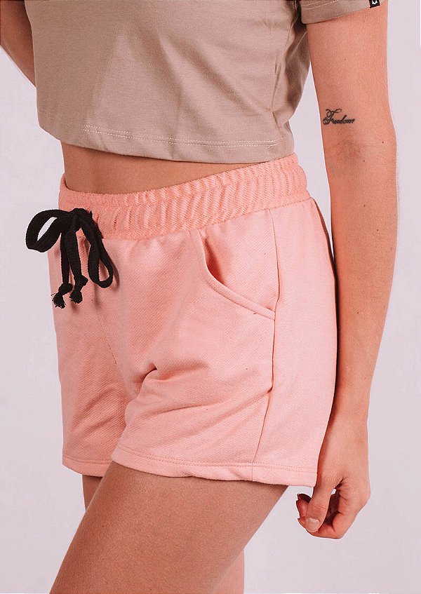 Shorts moletom ecológico coral