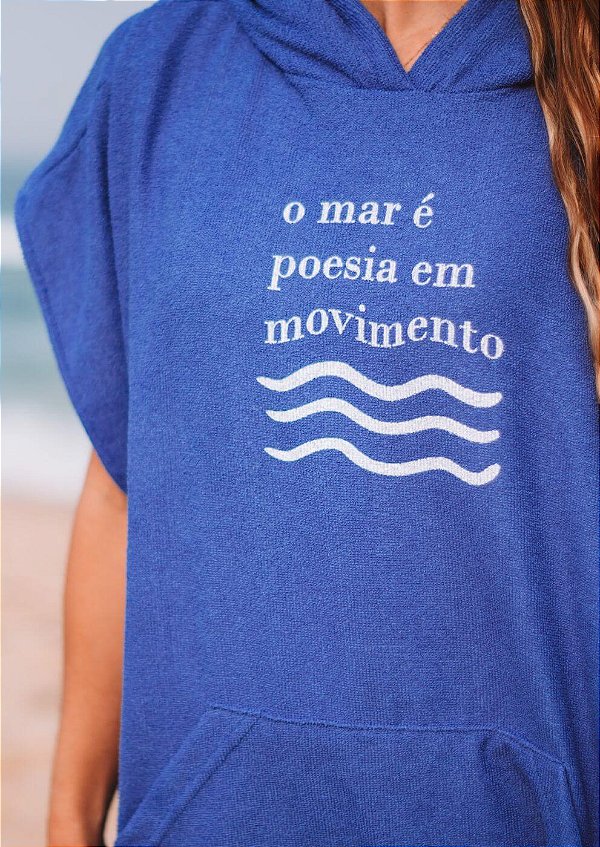 Poncho atoalhado de surf - Azul Mar Poesia | Roupão de surfista