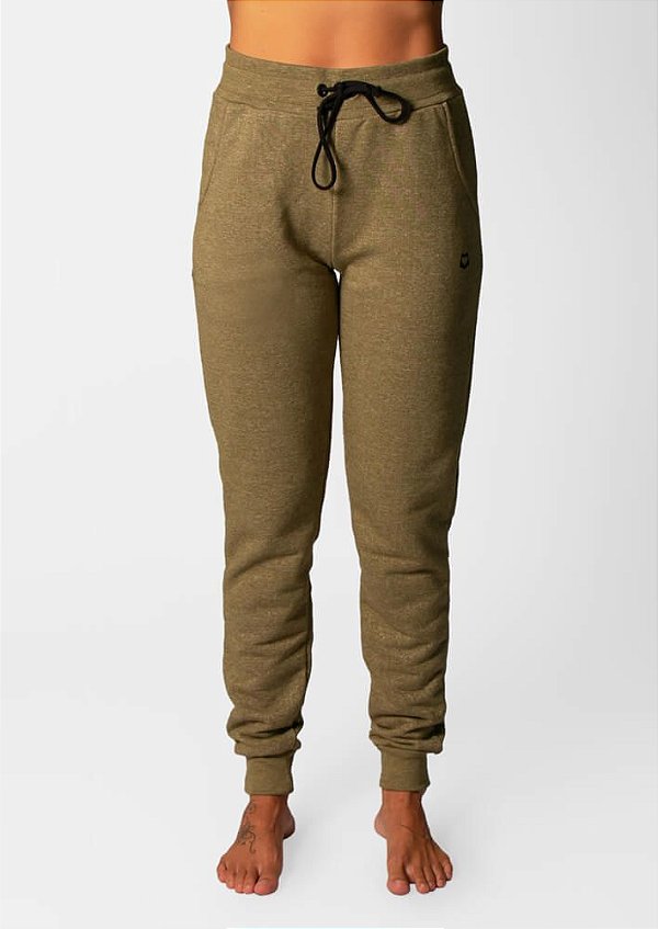 Calça moletom careca verde mescla