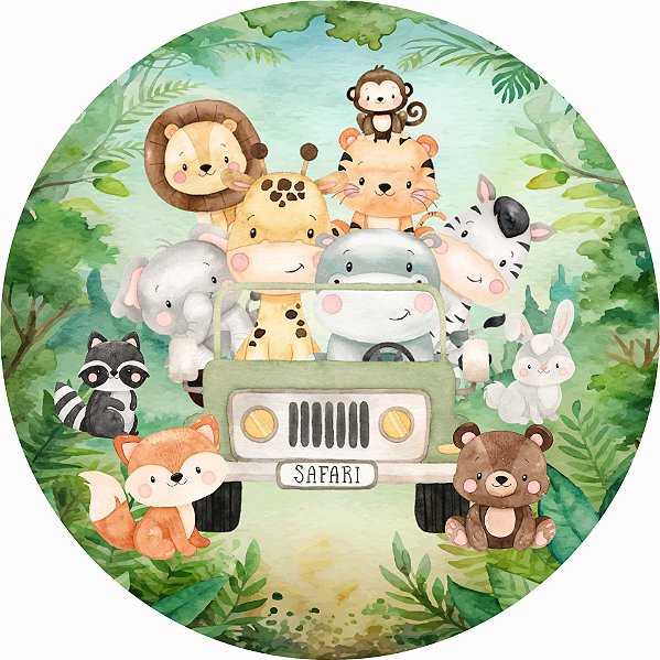 Painel Safari Aquarela Montagem Instantanea dobrável tecido Abre Fácil Pegue Monte 1 metro