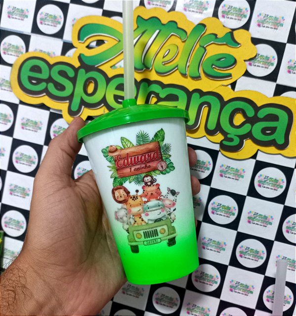 Copos degradê Personalizados com canudos 300ml