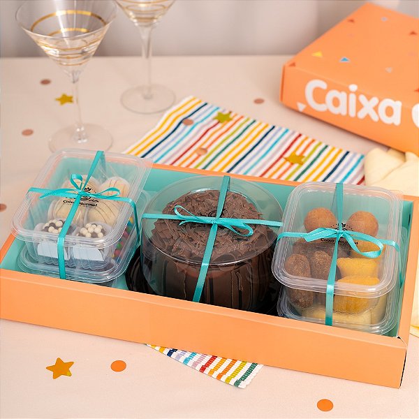 Box Celebration 2 - Kit Festa - Bolo + Docinhos + Salgadinhos