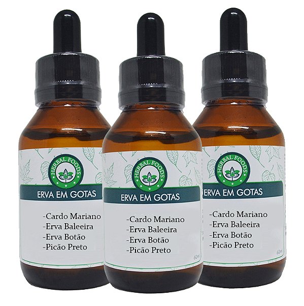 3 Extratos Compostos Cardo Mariano / Erva Baleeira / Erva Botão / Picão Preto - Extrato 60ml