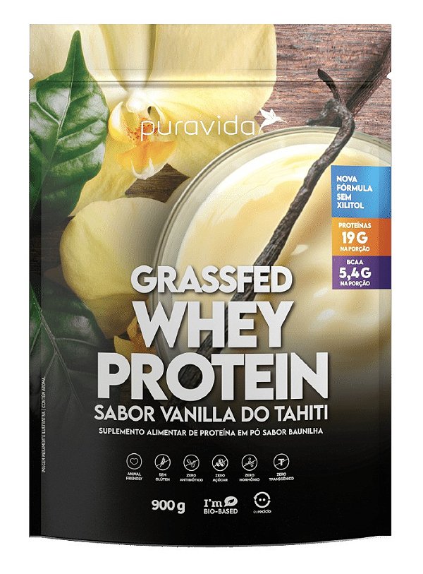 Whey Protein Grassfed Sabor Vanilla do Tahiti 900 g - PURAVIDA