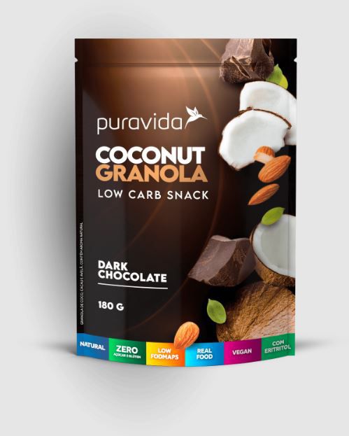 Coconut Granola Dark Chocolate 180 g - PURAVIDA