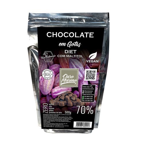 Gotas de Chocolate Diet 70% Cacau 500 g - OURO MORENO
