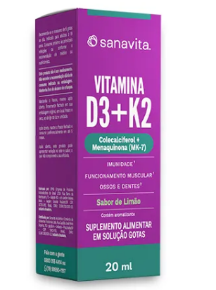 Vitamina D3 + K2 Gotas S/ Limão 20ML - SANAVITA
