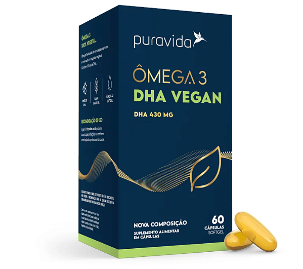 Ômega 3 Vegan DHA 60caps - Puravida