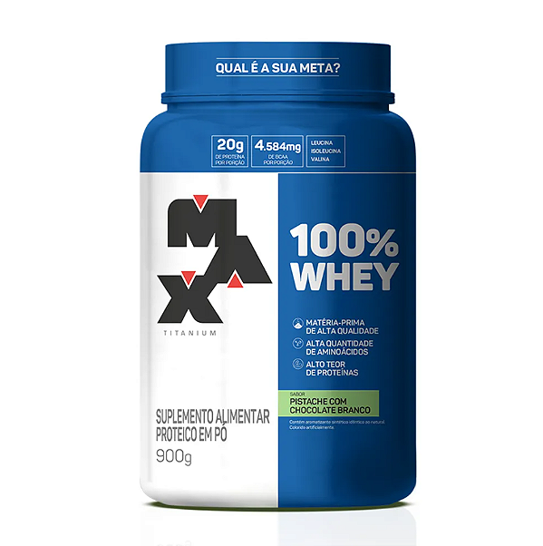 100% Whey Pistache Com Chocolate Branco 900g - MAX TITANIUM
