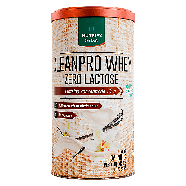 Clean Pro Whey Baunilha Zero Lactose 450g - Nutrify