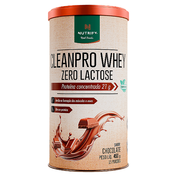 Clean Pro Whey Chocolate Zero Lactose 450g - Nutrify
