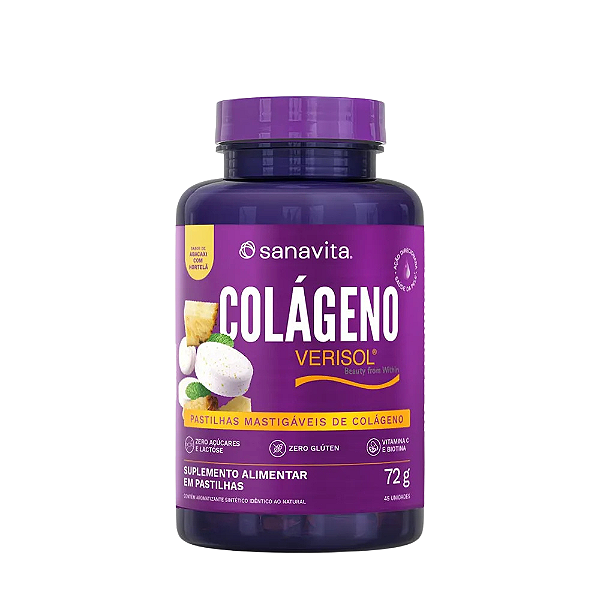 Colageno Verisol Mastigavel Abacaxi Com Hortela 45tb - Sanavita