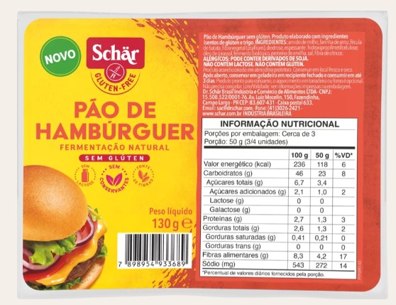 Pao De Hamburguer 130g - Schar