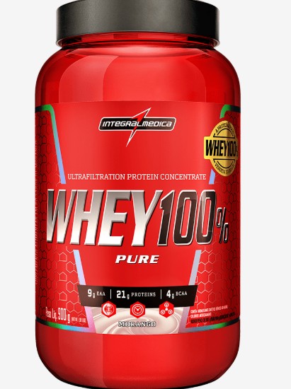 Whey 100% Pure Morango 900g - Integral Medica