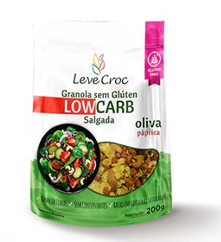 Granola Low Carb Salgada Paprica 200g - Leve Croc