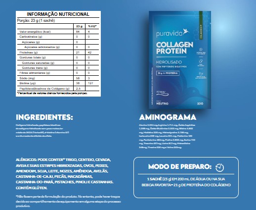 Collagen Protein Neutro Sache 23g - Puravida
