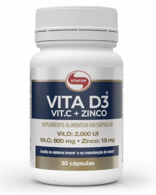 Vitamina D3 + C + Zinco 30 Caps 1000mg - Vitafor