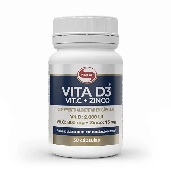 Vitamina D3 + C + Zinco 30 Caps 1000mg - Vitafor