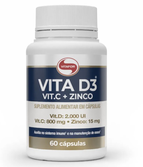 Vitamina D3 + C + Zinco 60 Caps 1000mg - Vitafor