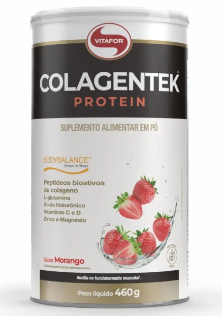 Colagentek Protein Morango 460g - Vitafor