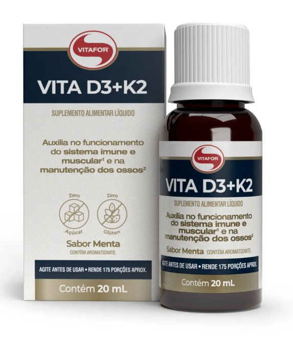 Vita D3 + K2 20ml Sabor Menta - Vitafor