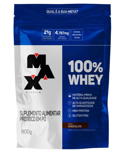 100% Whey Refil 900g Chocolate - Max Titanium