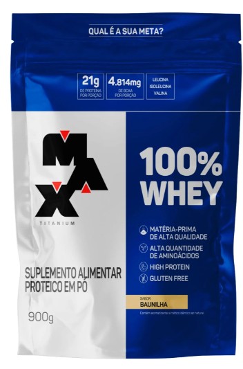 100% Whey Refil 900g Baunilha - Max Titanium