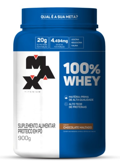 100% Whey Chocolate Maltado 900g - Max Titanium