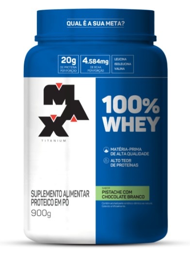100% Whey Pistache C Chocolate Branco 900g - Max Titanium
