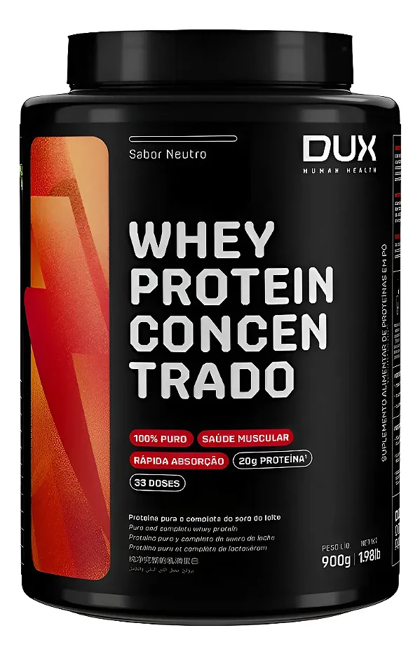 Whey Protein Concentrado Sem Sabor 900g - Dux Nutr