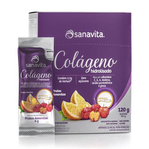 Colágeno Hidrolisado Verisol Frutas Amarelas 30 Sticks - SANAVITA